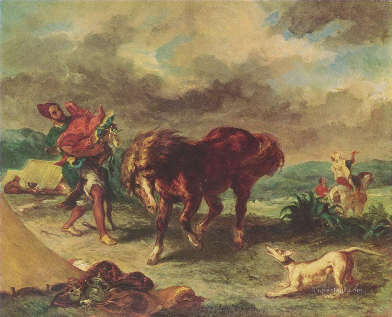 Eugene Ferdinand Victor Delacroix horse and dog Oil Paintings